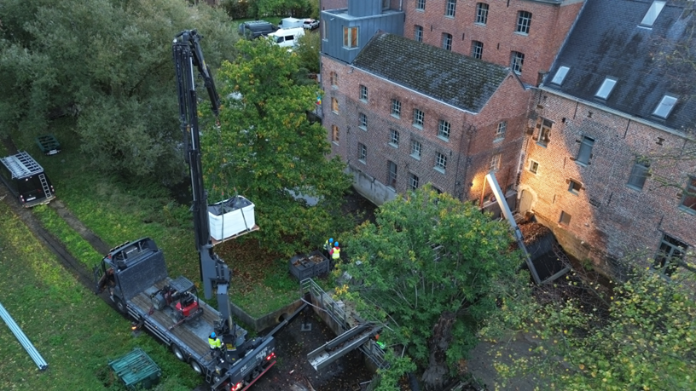 The heat exchanger is being moved to its final location.